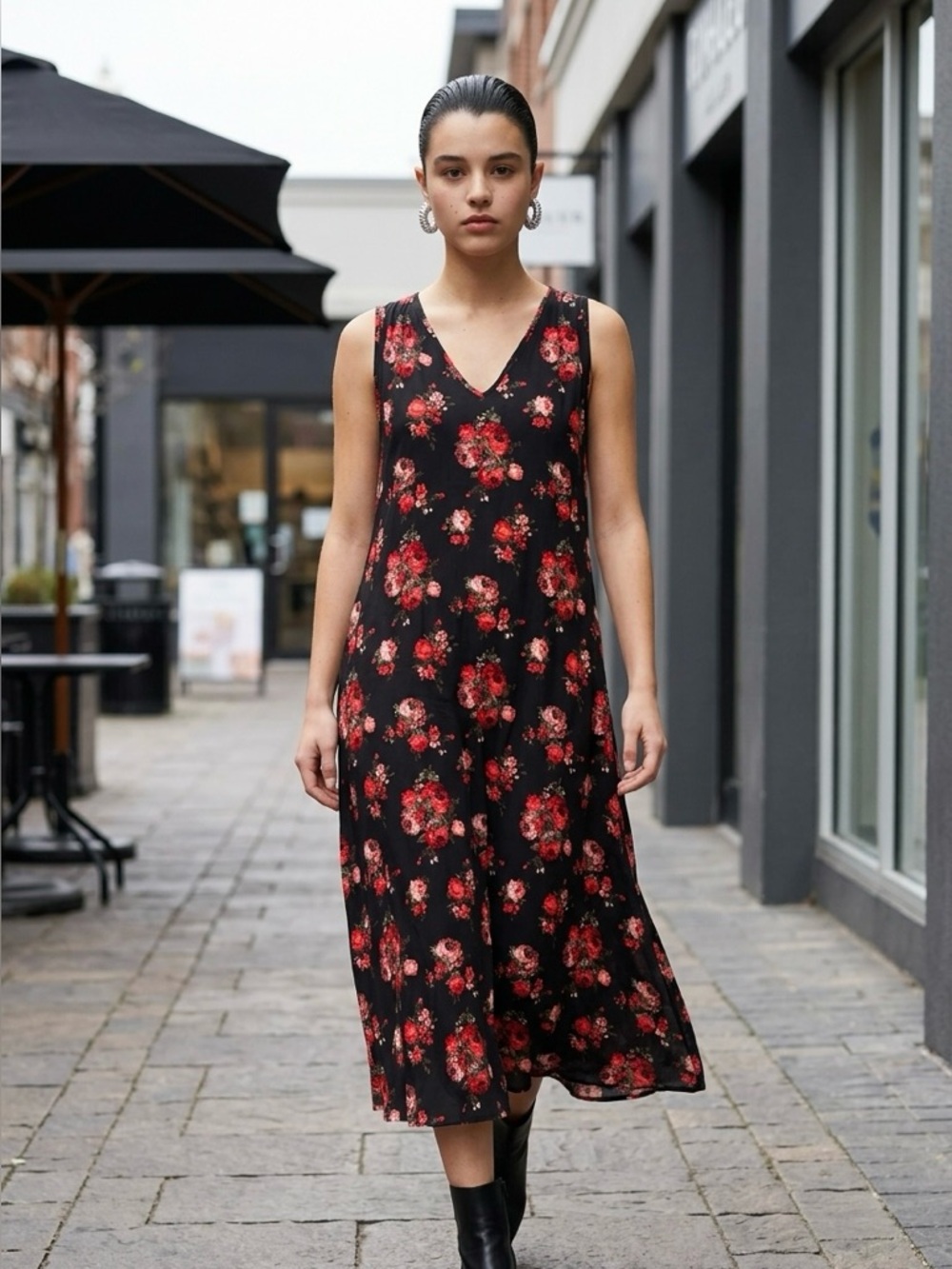Nordstrom Ceny Black Rose Midi Floral Summer Dress